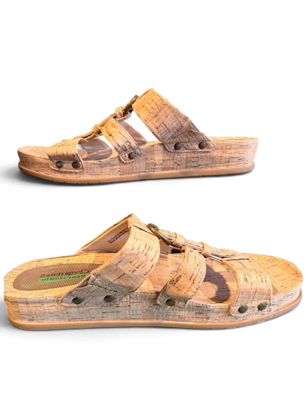 Bear Traps Cork Memory Foam Cella Sandals Natural Cork Buckle Detail Sz 9 | GUC - Picture 4 of 14